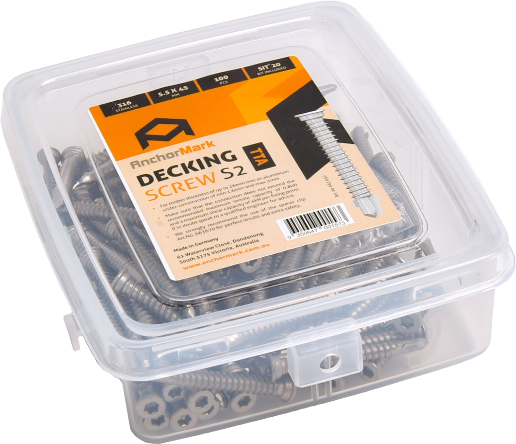 AnchorMark S2-TTA (Timber to Aluminium) Decking Screw - A4 316 Stainless Steel (Various Sizes)