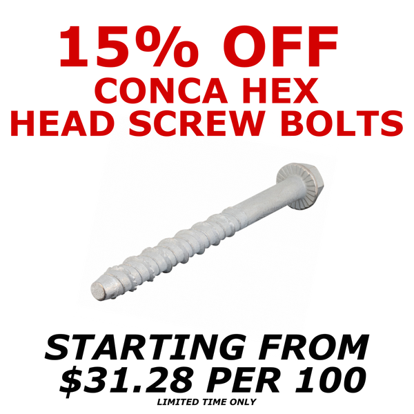 ICCONS Conca Economy Screw Bolt Hex Head - Gal (Various Sizes)