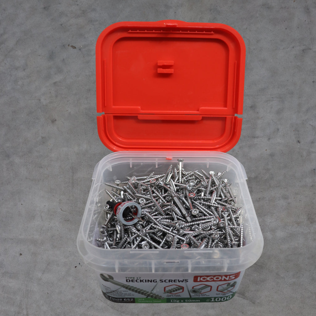 10g x 50mm 304SS Torx Decking Screw Combo - 1000 Screws + Countersink